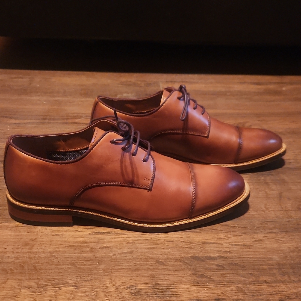 Men's Vince Camuto Brown Leather Cap-Toe Dress Shoes